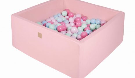 MeowBaby® Suchý bazén s loptičkami 200 ks štvorcový, pastelovo ružové