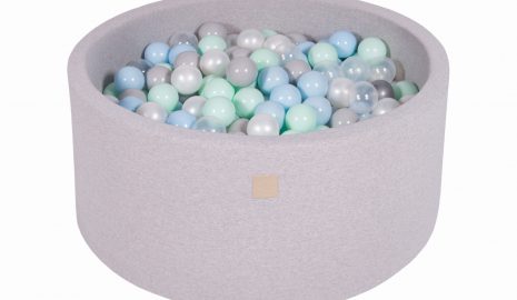 MeowBaby® Suchý bazén 90x40cm s 300 loptičkami, svetlošed.: biele, šedé, transparentne, mätové, baby blue