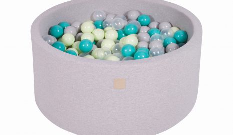 MeowBaby® Suchý bazén 90x40cm s 300 loptičkami, svetlošed.: tyrkysové, svetlozelené, šedé, transparentne