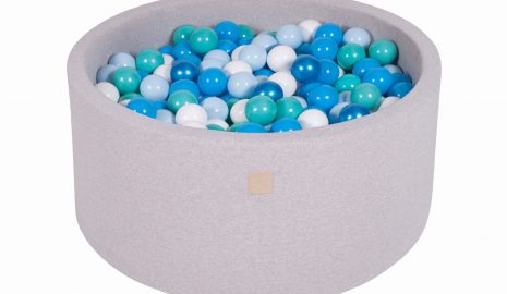 MeowBaby® Suchý bazén 90x40cm s 300 loptičkami, svetlošed.: biele, bledomodré, tyrkysové, baby blue, modré