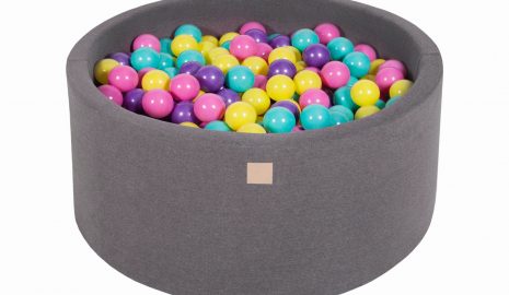 MeowBaby® Suchý bazén 90x40cm s 300 loptičkami, Tmavo-sivý: fialové, tmavo ružové, Limonkowe, tyrkysové