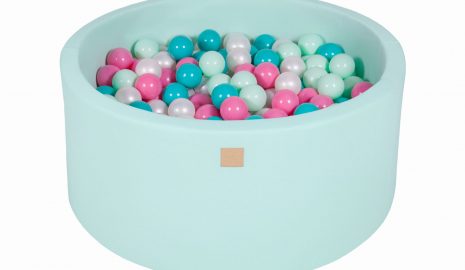 MeowBaby® Suchý bazén 90x40cm s 300 loptičkami, Mätový: biele, tyrkysové, svetlo ružové, mätové