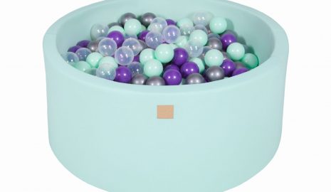MeowBaby® Suchý bazén 90x40cm s 300 loptičkami, Mätový: mätové, transparentne, strieborné, fialové
