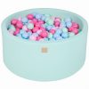 MeowBaby® Suchý bazén 90x40cm s 300 loptičkami, Mätový: mätové, baby blue, svetlo ružové, pastelovo ružové
