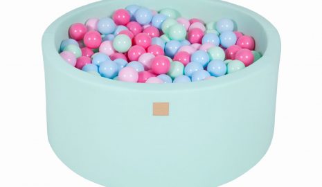 MeowBaby® Suchý bazén 90x40cm s 300 loptičkami, Mätový: mätové, baby blue, svetlo ružové, pastelovo ružové