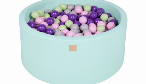 MeowBaby® Suchý bazén 90x40cm s 300 loptičkami, Mätový: pastelovo ružové, šedé, fialové, mätové