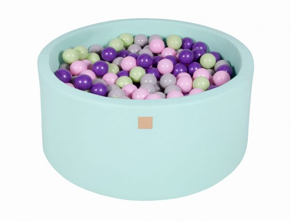 MeowBaby® Suchý bazén 90x40cm s 300 loptičkami, Mätový: pastelovo ružové, šedé, fialové, mätové