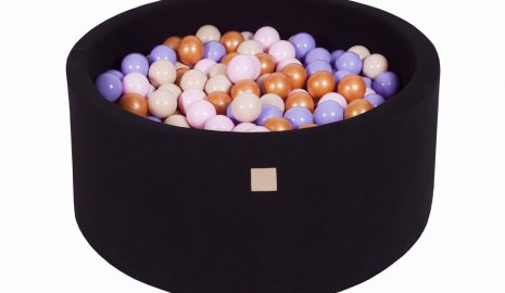 MeowBaby® Suchý bazén 90x40cm s 300 loptičkami, čierny: zlaté, béžové, pastelovo ružové, vresové