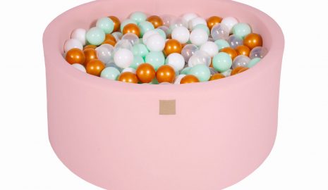 MeowBaby® Suchý bazén 90x40cm s 300 loptičkami, Púdrovo ružový: biele, zlaté, transparentne, mätové