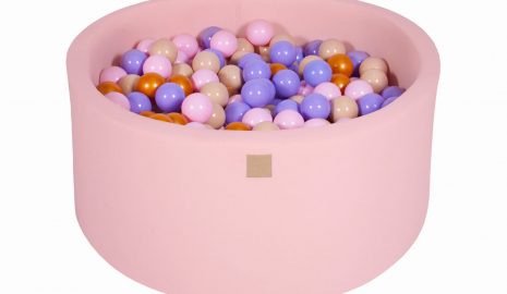 MeowBaby® Suchý bazén 90x40cm s 300 loptičkami, Púdrovo ružový: zlaté, béžové, pastelovo ružové, vresové