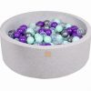 MeowBaby® Suchý bazén 90x30cm s 200 loptičkami, svetlošed.: mätové, transparentne, strieborné, fialové