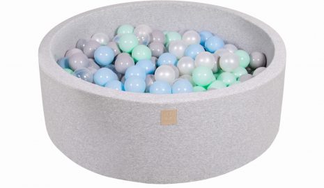 MeowBaby® Suchý bazén 90x30cm s 200 loptičkami, svetlošed.: biele, šedé, transparentne, mätové, baby blue