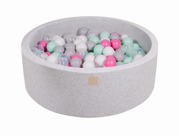 MeowBaby® Suchý bazén 90x30cm s 200 loptičkami, svetlošed.: transparentne, šedé, biele, svetlo ružové, mätové