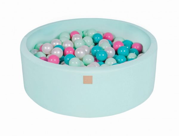 MeowBaby® Suchý bazén 90x30cm s 200 loptičkami, Mätový: biele, tyrkysové, svetlo ružové, mätové