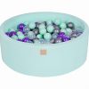 MeowBaby® Suchý bazén 90x30cm s 200 loptičkami, Mätový: mätové, transparentne, strieborné, fialové