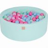 MeowBaby® Suchý bazén 90x30cm s 200 loptičkami, Mätový: mätové, baby blue, svetlo ružové, pastelovo ružové