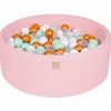 MeowBaby® Suchý bazén 90x30cm s 200 loptičkami, Púdrovo ružový: biele, zlaté, transparent, mätové