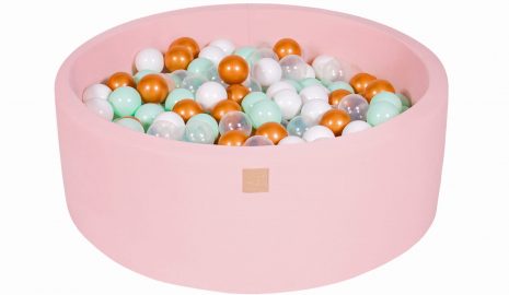 MeowBaby® Suchý bazén 90x30cm s 200 loptičkami, Púdrovo ružový: biele, zlaté, transparent, mätové