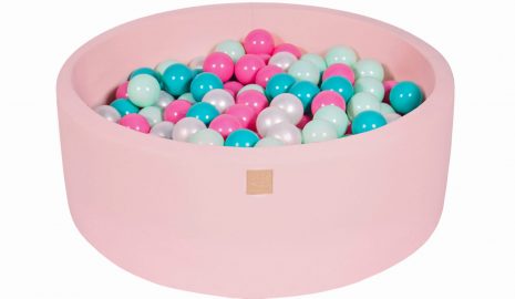 MeowBaby® Suchý bazén 90x30cm s 200 loptičkami, Púdrovo ružový: biele, turkus, svetlo ružové, mätové