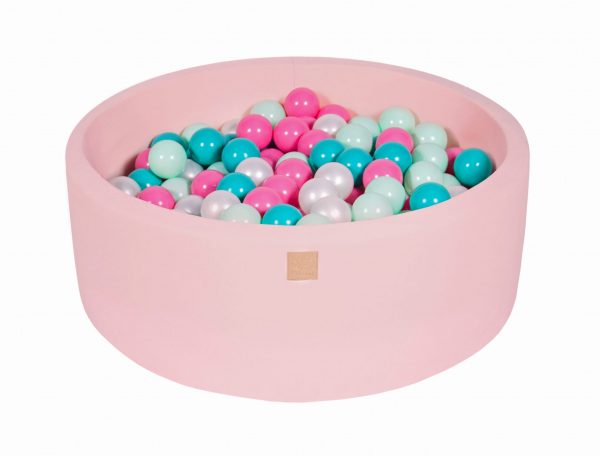 MeowBaby® Suchý bazén 90x30cm s 200 loptičkami, Púdrovo ružový: biele, turkus, svetlo ružové, mätové
