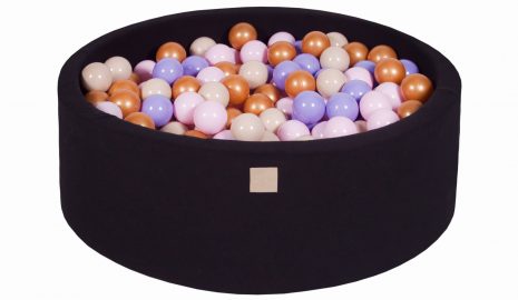 MeowBaby® Suchý bazén 90x30cm s 200 loptičkami, čierny: zlaté, béžové, pastelovo ružové, vresové