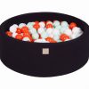 MeowBaby® Suchý bazén 90x30cm s 200 loptičkami, čierny: mätové, oranžové, biele