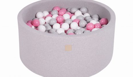 MeowBaby® Suchý bazén 90x40cm s 300 loptičkami, svetlošed.: šedá, biela, svetlo ružové
