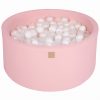 MeowBaby® Suchý bazén 90x40cm s 300 loptičkami, Púdrovo ružový: biele, transparentne, biele