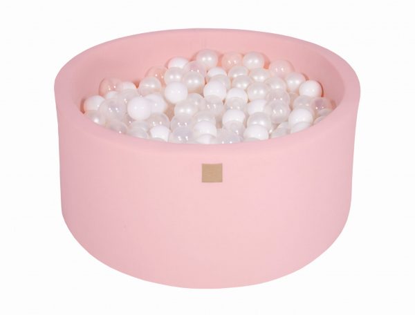 MeowBaby® Suchý bazén 90x40cm s 300 loptičkami, Púdrovo ružový: biele, transparentne, biele