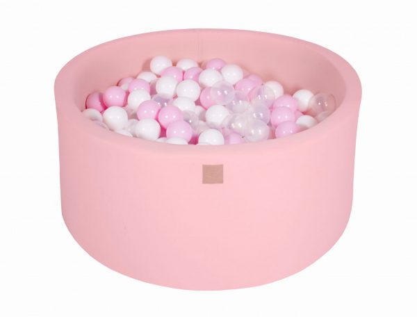 MeowBaby® Suchý bazén 90x40cm s 300 loptičkami, Púdrovo ružový: (biele, pastelovo ružové, transparentne)