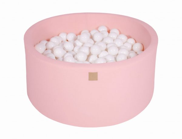 MeowBaby® Suchý bazén 90x40cm s 300 loptičkami, Púdrovo ružový: biele