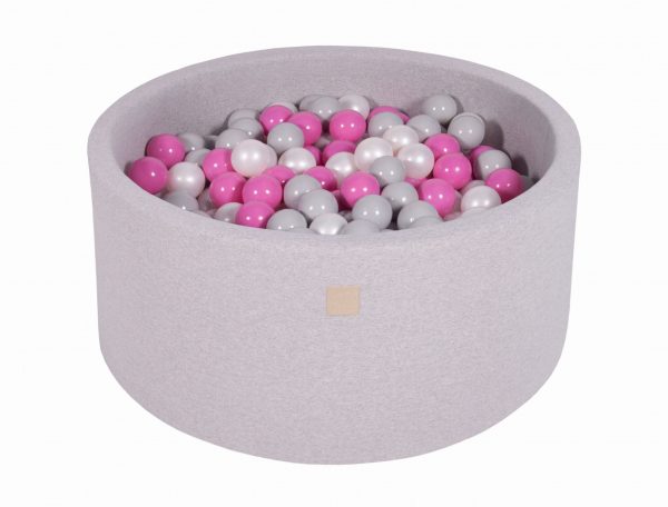 MeowBaby® Suchý bazén 90x40cm s 300 loptičkami, svetlošed.: šedé, tmavo ružové, biele