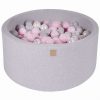 MeowBaby® Suchý bazén 90x40cm s 300 loptičkami, svetlošed.: transparentne, Púdrovo ružový, biele, šedé