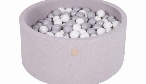 MeowBaby® Suchý bazén 90x40cm s 300 loptičkami, svetlošed.: šedé, biele