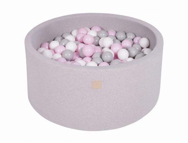 MeowBaby® Suchý bazén 90x40cm s 300 loptičkami, svetlošed.: šedé, biele, pastelovo ružové