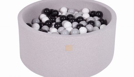 MeowBaby® Suchý bazén 90x40cm s 300 loptičkami, svetlošed.: čierne, biele, šedé