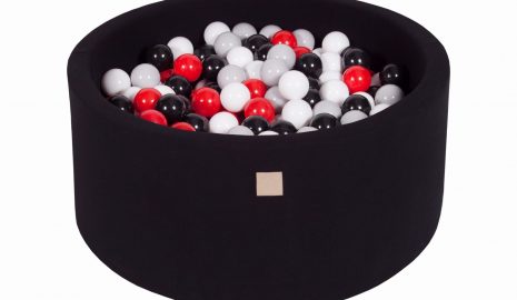 MeowBaby® Suchý bazén 90x40cm s 300 loptičkami, čierny: čierne, šedé, červené, biele