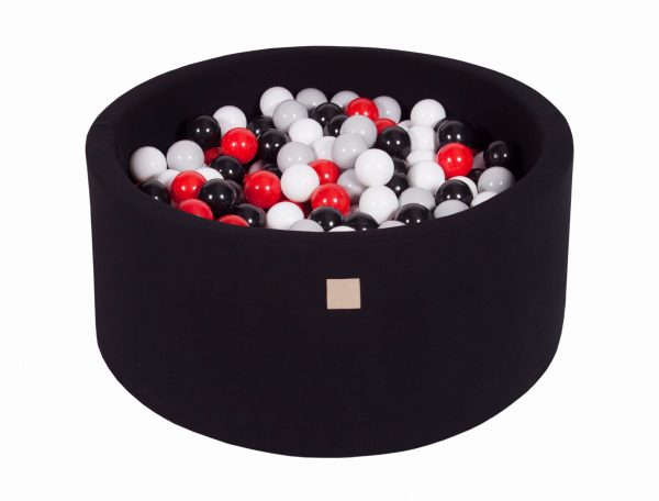 MeowBaby® Suchý bazén 90x40cm s 300 loptičkami, čierny: čierne, šedé, červené, biele