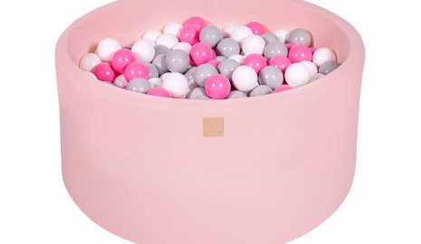 MeowBaby® Suchý bazén 90x40cm s 300 loptičkami, Púdrovo ružový: šedé, biele, svetlo ružové