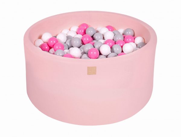 MeowBaby® Suchý bazén 90x40cm s 300 loptičkami, Púdrovo ružový: šedé, biele, svetlo ružové