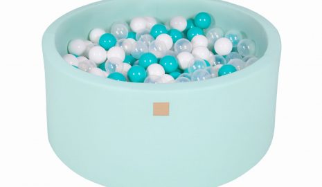 MeowBaby® Suchý bazén 90x40cm s 300 loptičkami, Mätový: tyrkysové, transparentne, biele