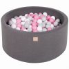 MeowBaby® Suchý bazén 90x40cm s 300 loptičkami, Tmavo-sivý: šedé, biele, svetlo ružové