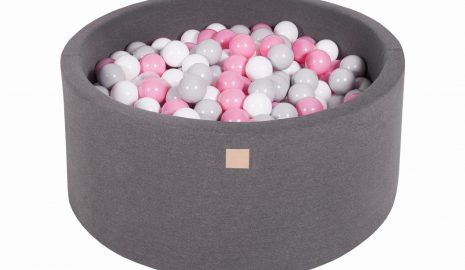 MeowBaby® Suchý bazén 90x40cm s 300 loptičkami, Tmavo-sivý: šedé, biele, svetlo ružové