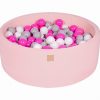 MeowBaby® Suchý bazén 90x30cm s 200 loptičkami, Púdrovo ružový: šedé, biele, tmavo ružové MeowBaby® Suchý bazén 90x30cm s 200 loptičkami, Púdrovo ružový: šedé, biele, tmavo ružové