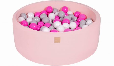 MeowBaby® Suchý bazén 90x30cm s 200 loptičkami, Púdrovo ružový: šedé, biele, tmavo ružové