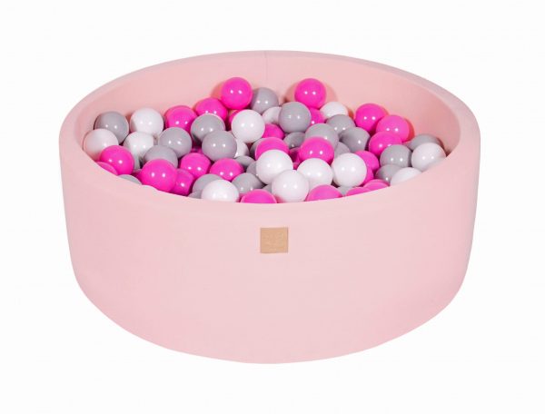 MeowBaby® Suchý bazén 90x30cm s 200 loptičkami, Púdrovo ružový: šedé, biele, tmavo ružové