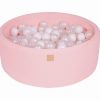 MeowBaby® Suchý bazén 90x30cm s 200 loptičkami, Púdrovo ružový: biele, transparent, biele