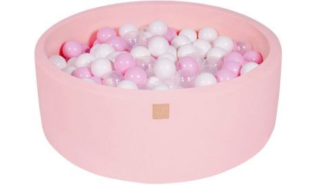 MeowBaby® Suchý bazén 90x30cm s 200 loptičkami, Púdrovo ružový: biele, pastelovo ružové, transparentne