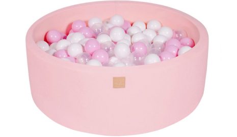 MeowBaby® Suchý bazén 90x30cm s 200 loptičkami, Púdrovo ružový: biele, pastelovo ružové, transparentne