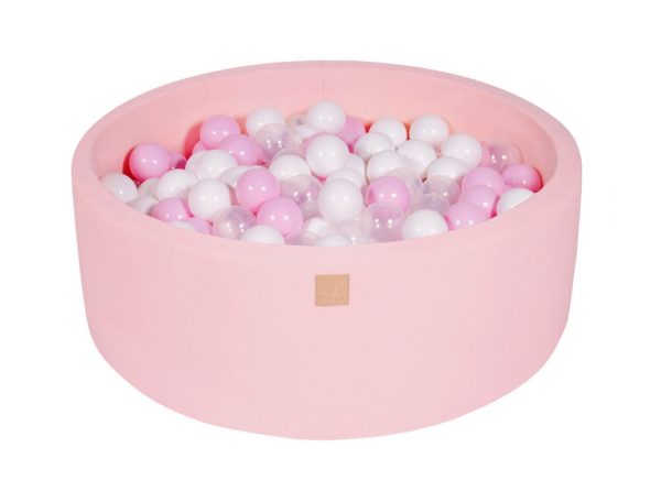 MeowBaby® Suchý bazén 90x30cm s 200 loptičkami, Púdrovo ružový: biele, pastelovo ružové, transparentne